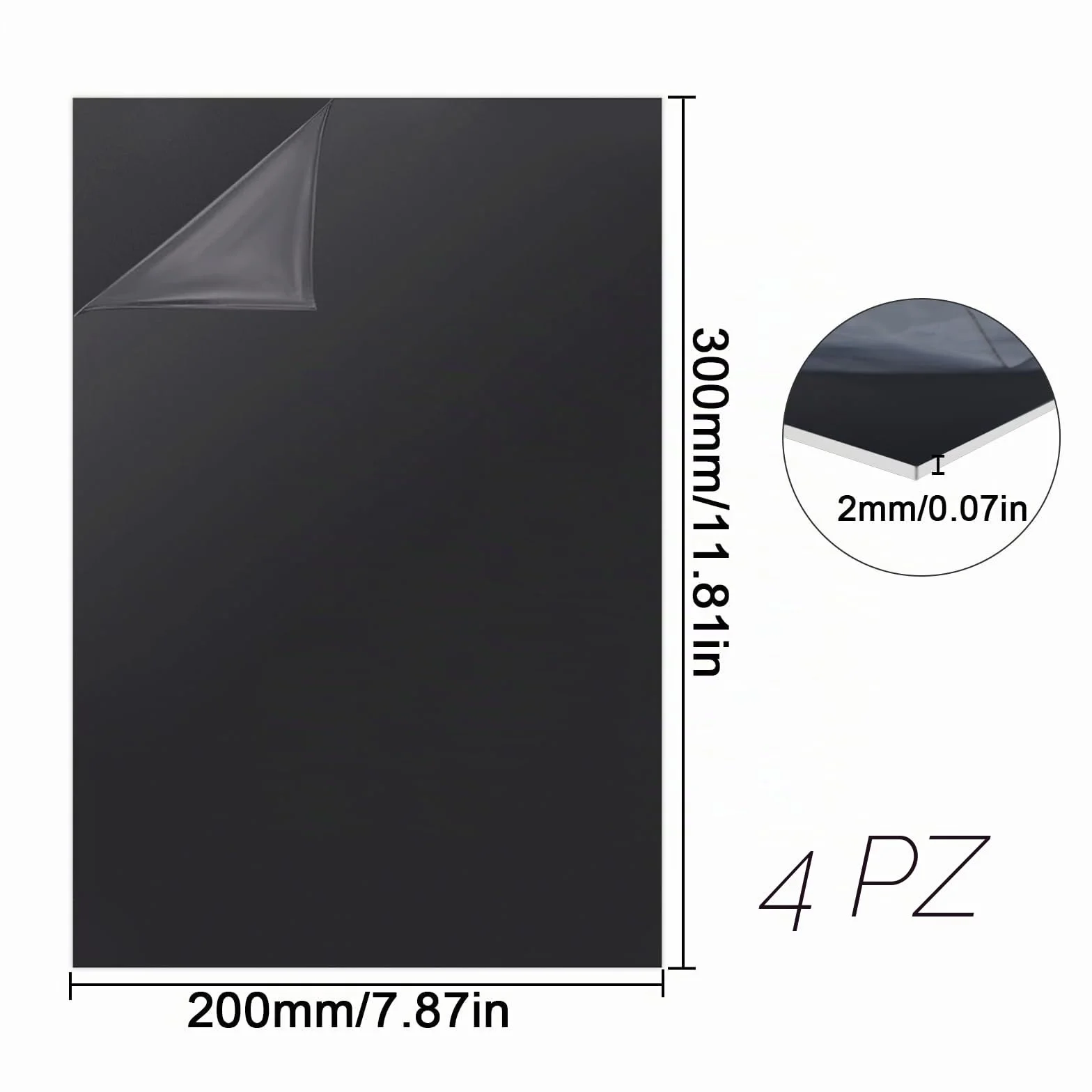 Fogli di Plastica ABS 4 Pezzi Pannelli di Plastica 300 x 200 x 2mm Lastra di Plastica ABS Foglio di Plastica per Progetti, Artigianato Fai-da-te ecc