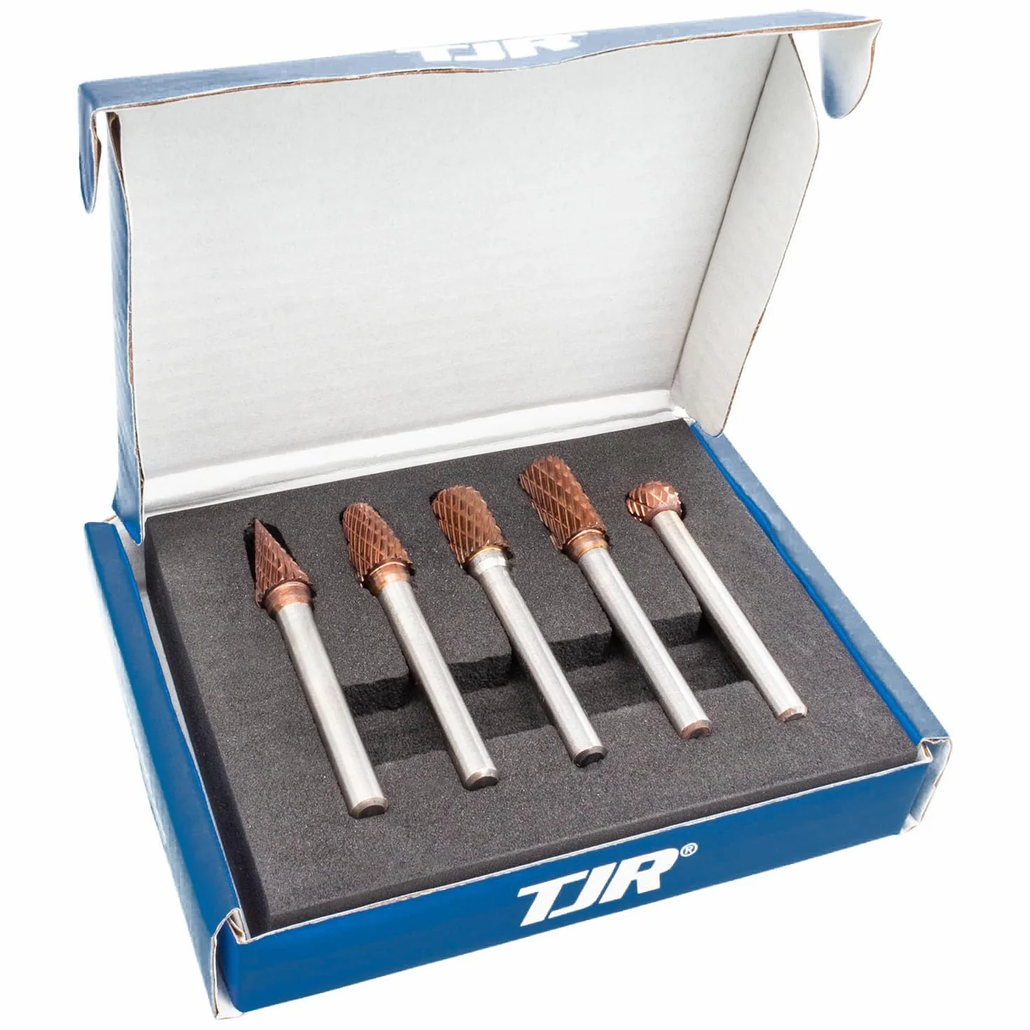 TJR Set di frese in carburo 3/8" 1/4" 5 pezzi ULTRACo taglio doppio per acciaio inossidabile alluminio