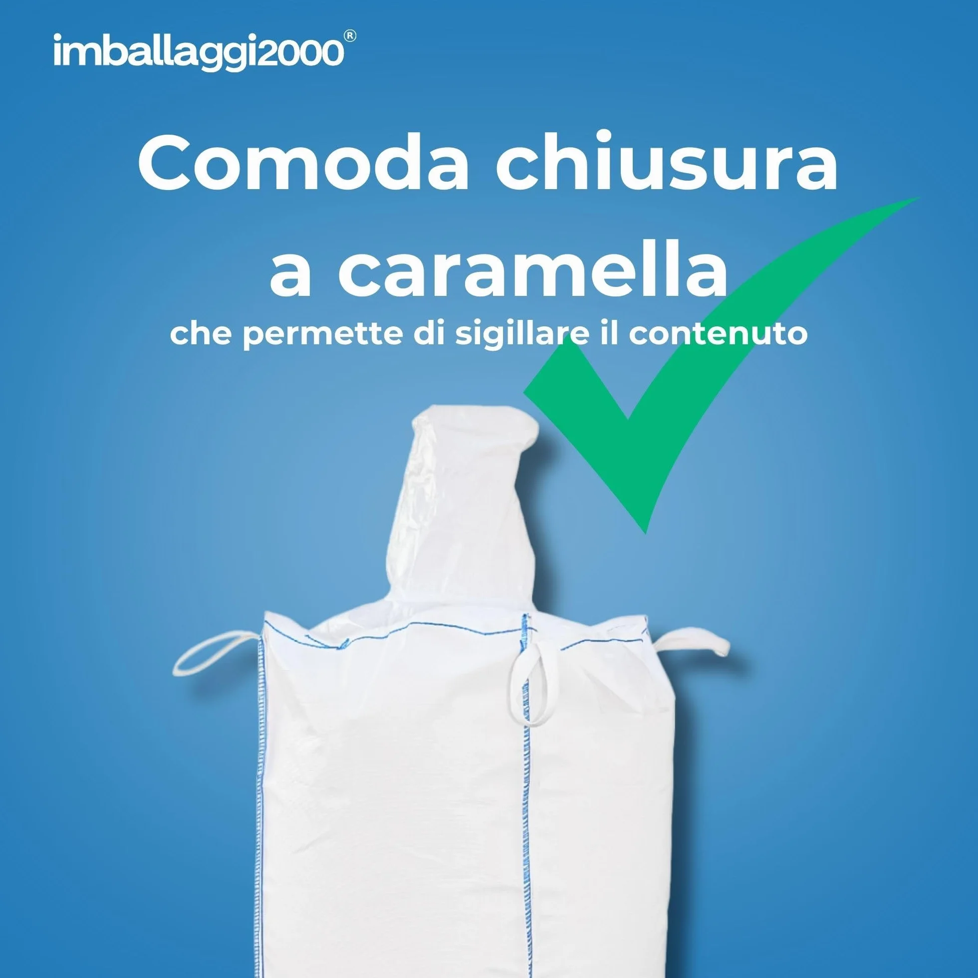 IMBALLAGGI 2000-3 Sacchi Big Bag Omologato, 1000 kg 90x90x120 cm, Sacco Polipropilene per Trasporto e Smaltimento Rifiuti Speciali con Chiusura a Caramella