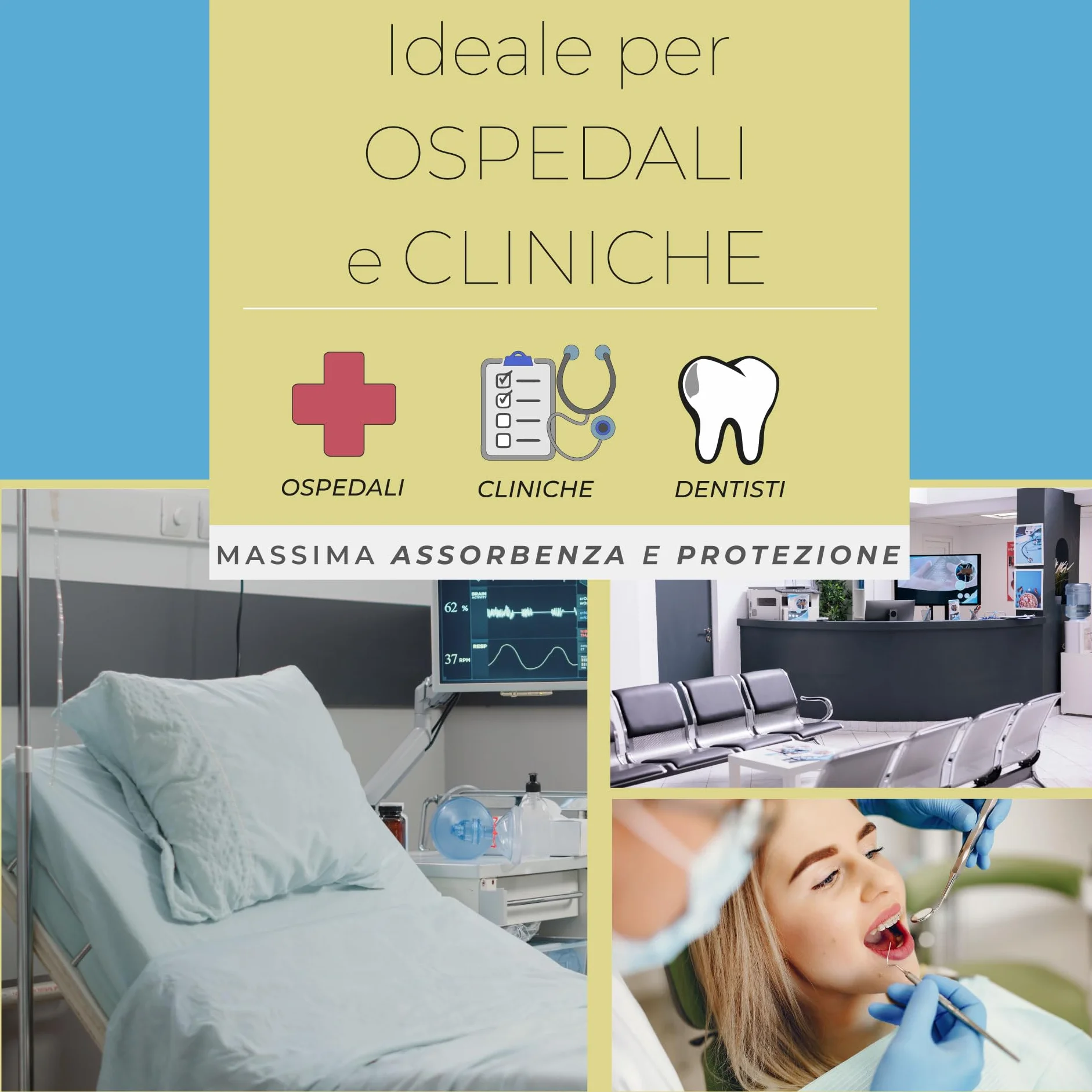 MEDICAL SUD PROFESSIONAL Bavagli Monouso Per Adulti In Cellulosa E Polietilene Con Tasca Di Raccolta Assorbenti e Impermeabili Made In Italy