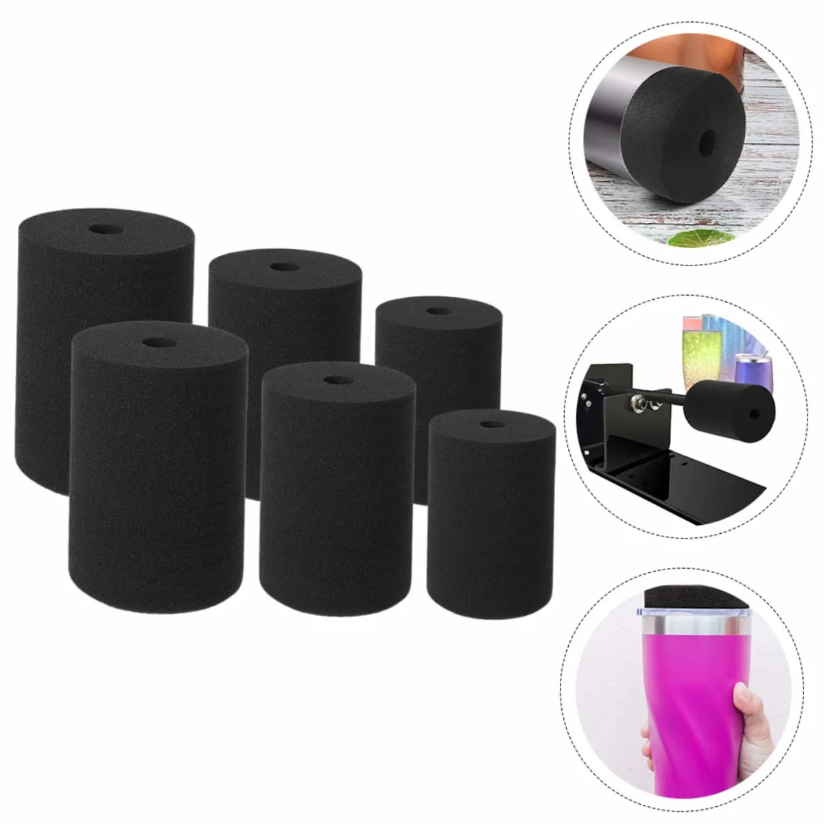 Set 6 Spugne Cilindriche Nere per Girabicchieri, Accessori per Tornio a Tazza