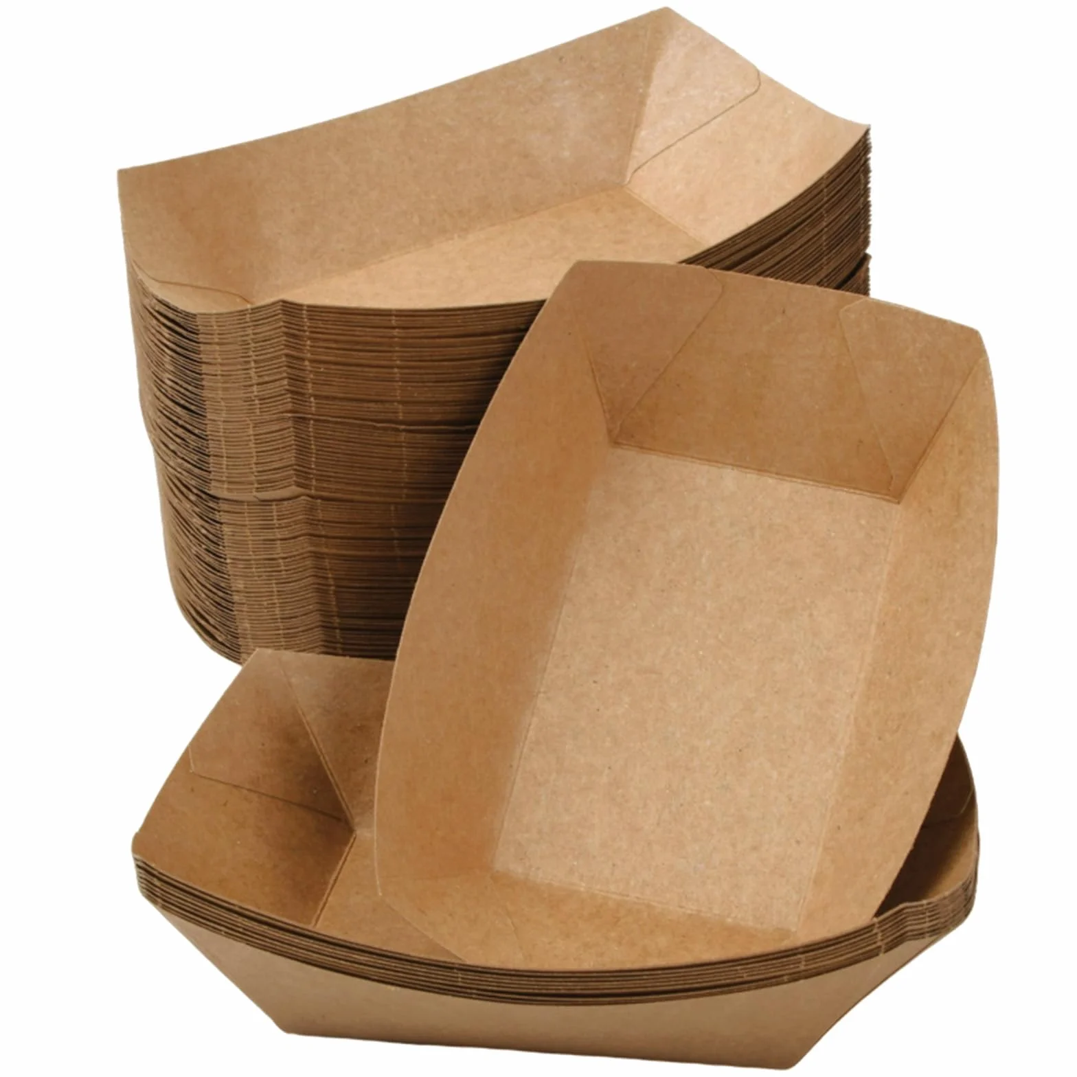 Vassoio Kraft 100 Pezzi 17.5x12.5 cm Vassoi in Cartone per Alimenti Fritti e Snack