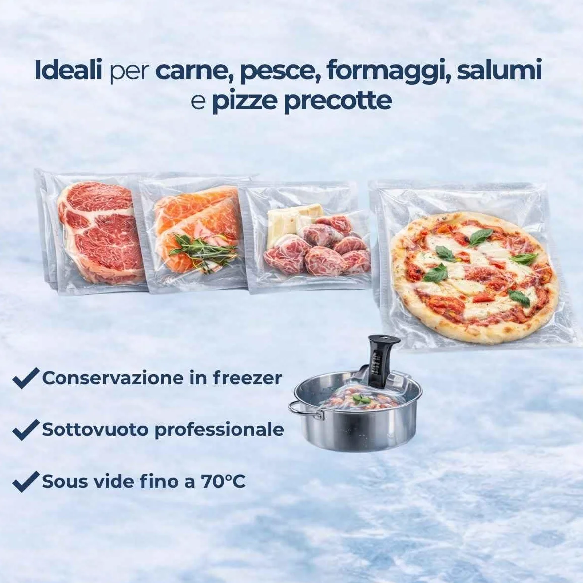 Sacchetti Sottovuoto per Alimenti 40x30cm 100 Pezzi Alta Barriera