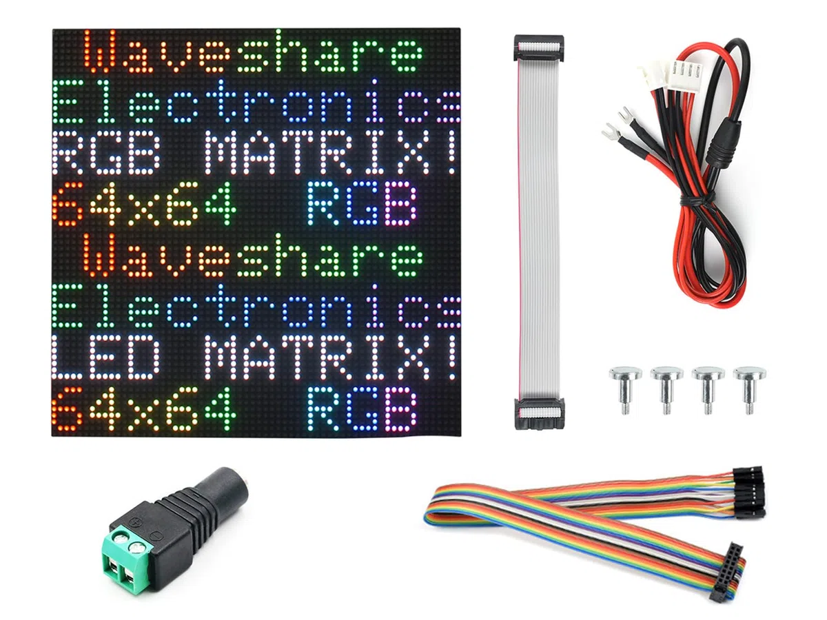 Waveshare RGB Full-Color LED Matrix Panel 2mm Pitch 64x64 Pixels Adjustable Brightness Compatible with Raspberry Pi/Raspberry Pi Pico / ESP32 / Arduino