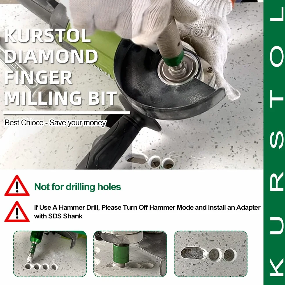 Punta fresatura a dita diamantata 20 mm XM14 filettatura per porcellana ceramica granito marmo