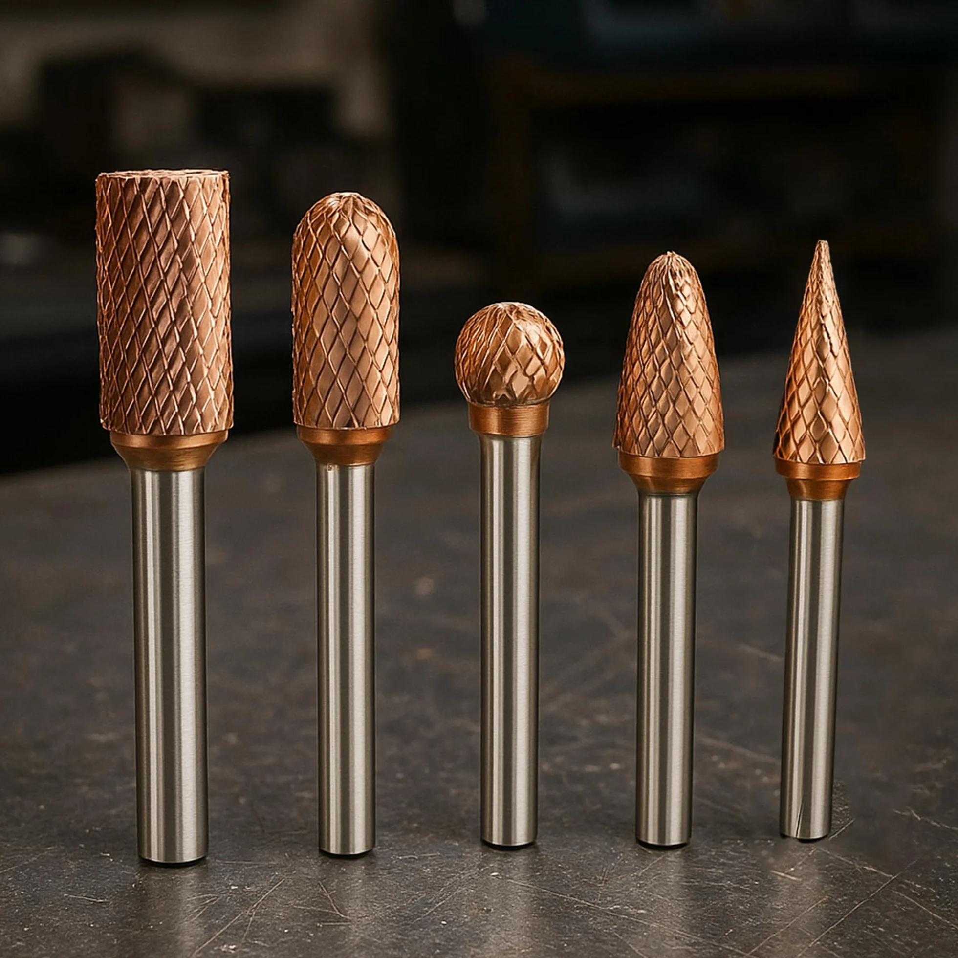 TJR Set di frese in carburo 3/8" 1/4" 5 pezzi ULTRACo taglio doppio per acciaio inossidabile alluminio