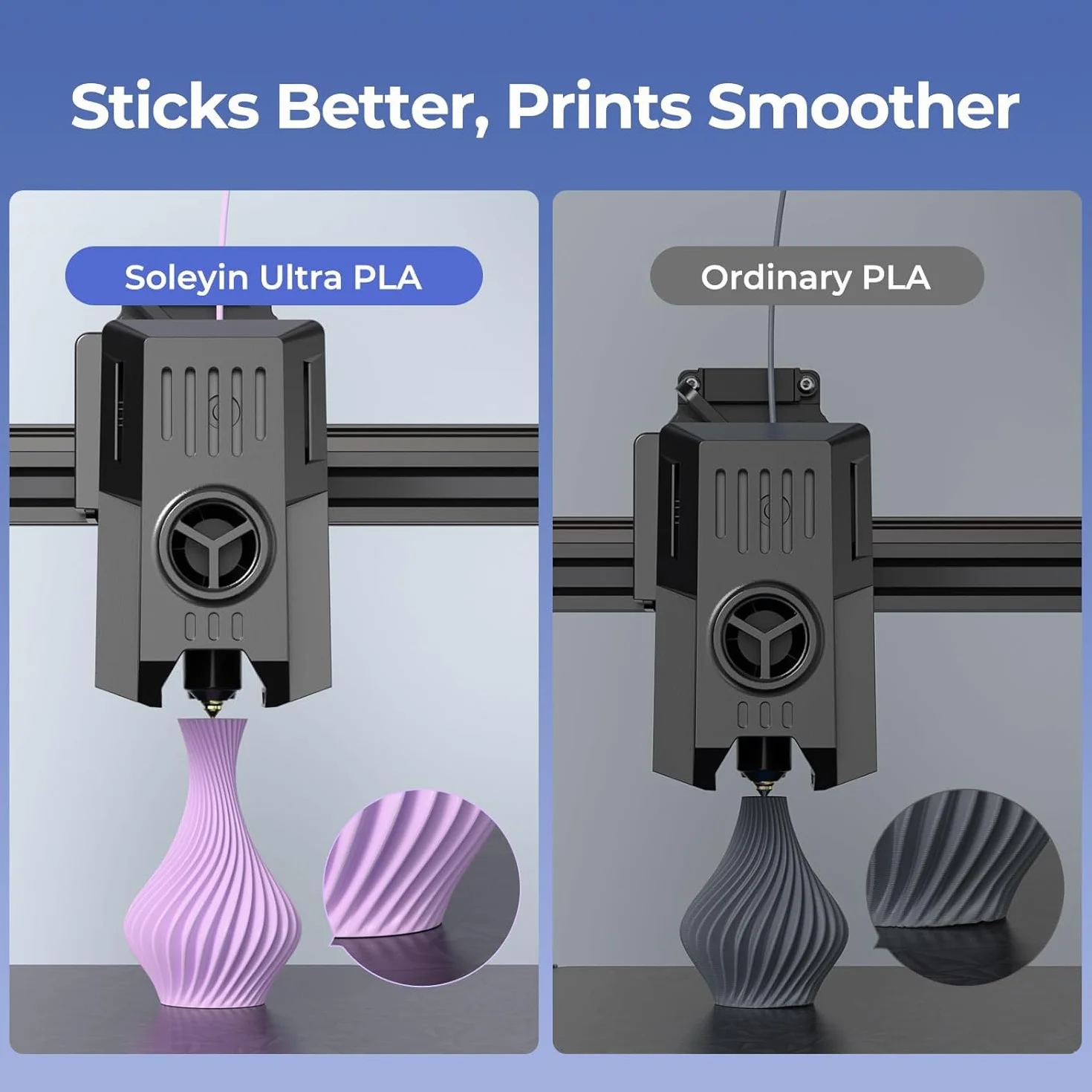 SOLEYIN Ultra PLA Filamento 1,75 mm 2 kg per Stampante 3D, precisione dimensionale +/- 0,02 mm