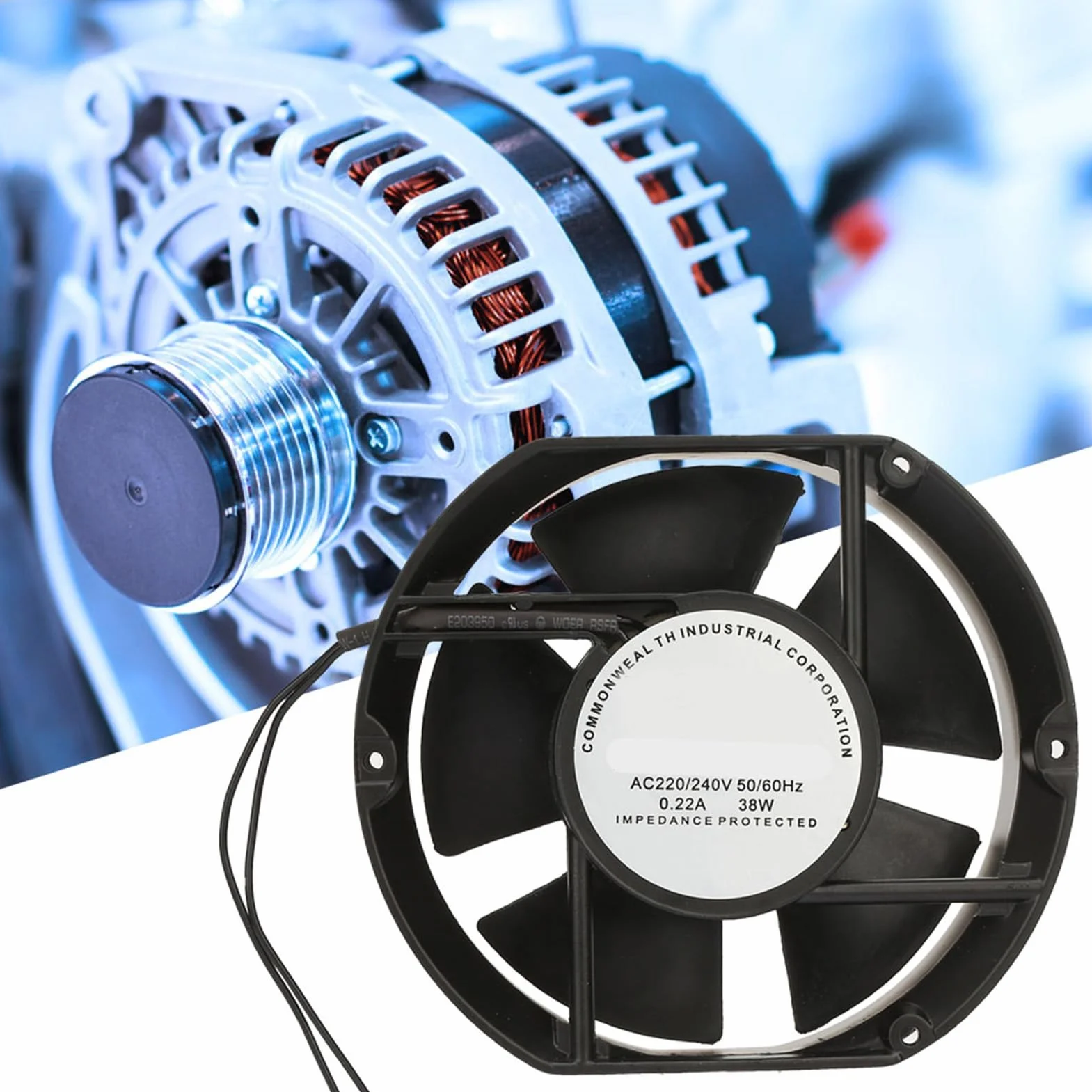 Ventilatore assiale Aramox, FP-108EX-S1-S Ventilatore assiale CA AC220V Ventola di raffreddamento con cuscinetto a sfera ovale 38W