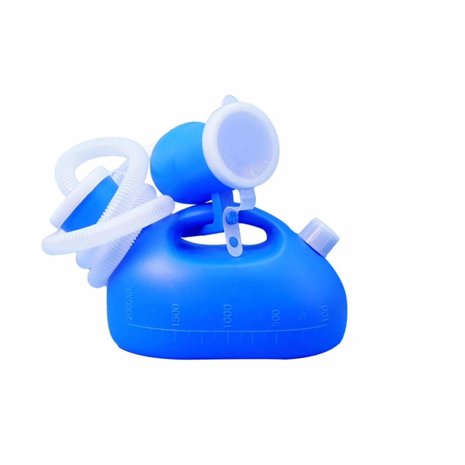 Pappagallo Urina Donna Notturno Anziani Durevole da Letto Caraffa Pipì Grande capacità Orinatoio Portatile Uomo Contenitore Scarico Indipendente Blue z Tubem