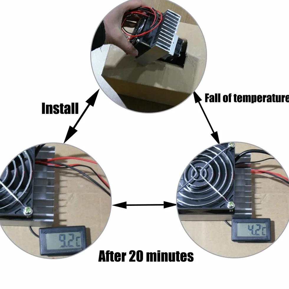 DC 12 V FAI DA TE Termoelettrico Peltier Refrigerazione Sistema di Raffreddamento Kit Semiconduttore Cooler Dissipatore di Calore Conduzione Modulo Frigo Mini Condizionatore D'aria