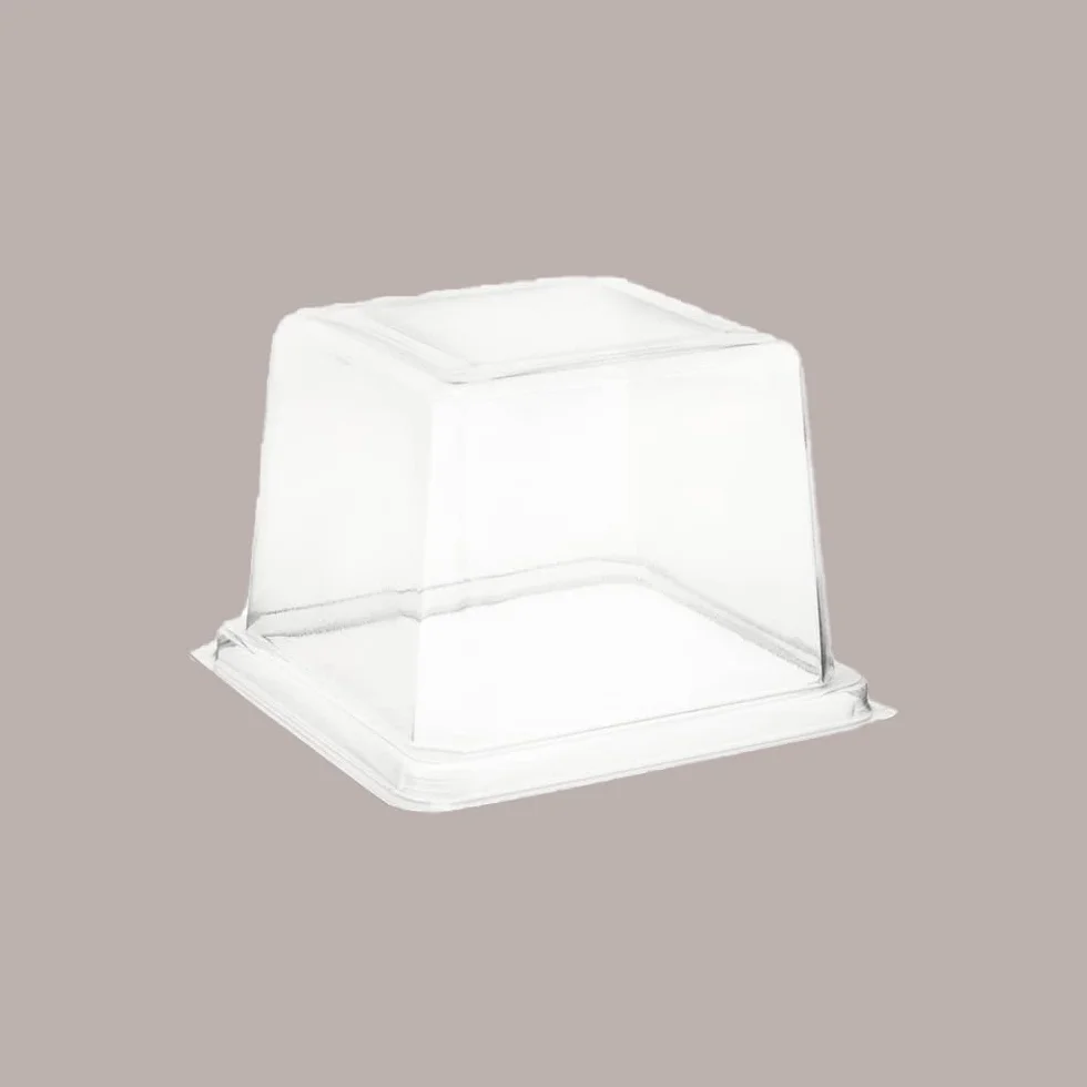 Lucgel Mini Vassoio Quadrato Oro Medorino Monoporzione Finger Food 95x95mm con Coperchio Trasparente H 70 mm 100 pezzi