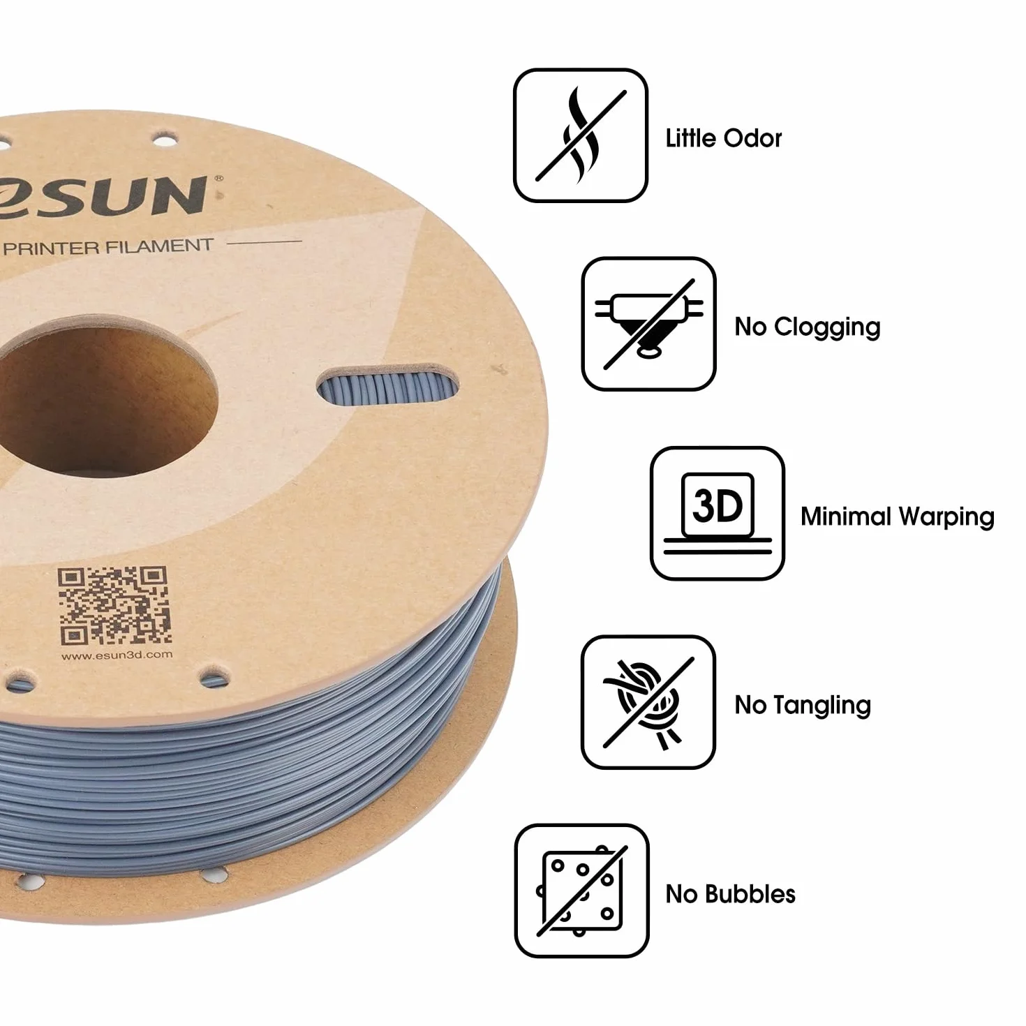 eSUN ASA+ Filamento 1,75 mm 1 kg Bobina per Stampanti 3D Resistente alle Intemperie Grigio