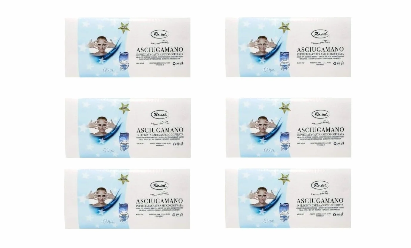 Asciugamani in Carta a Secco Goffrata - 6 Confezioni da 60 Pezzi
