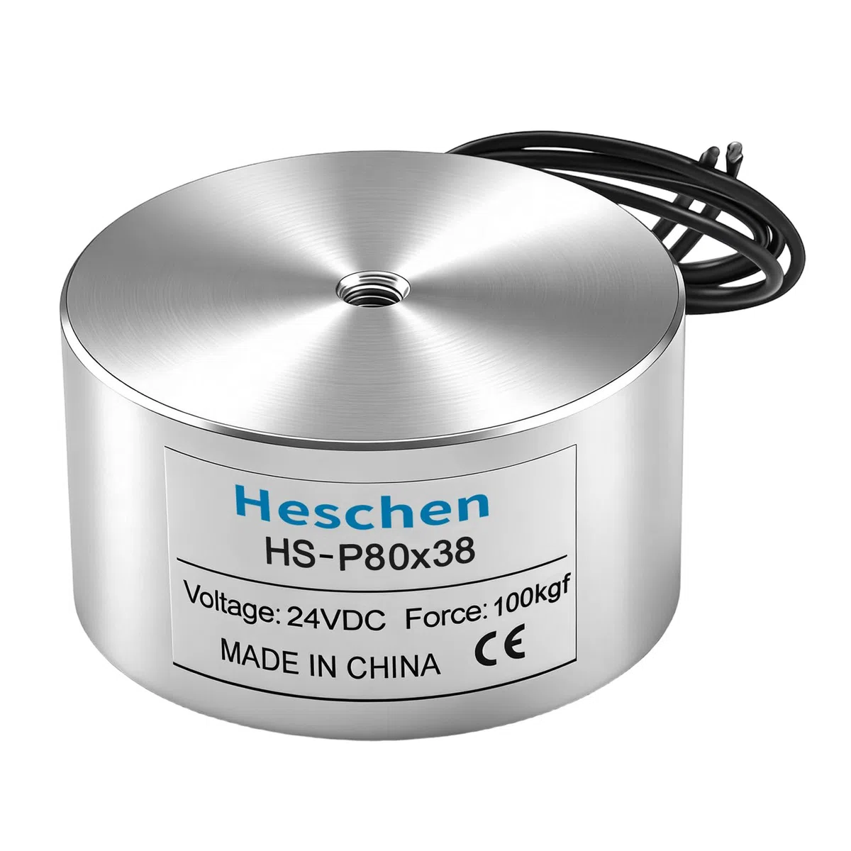 Heschen Elettromagnete solenoide P80/38, OD: 80 mm, DC 24 V, 100 kg/220 lb