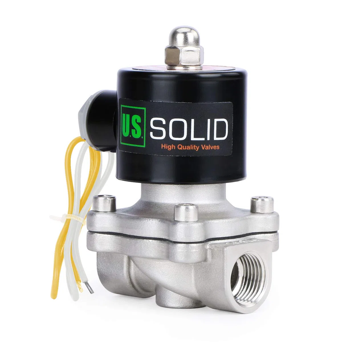 U.S. Solid Elettrovalvola in acciaio inox 3/4" G – 220V AC, normalmente chiusa, azionamento diretto, per acqua, aria, gas
