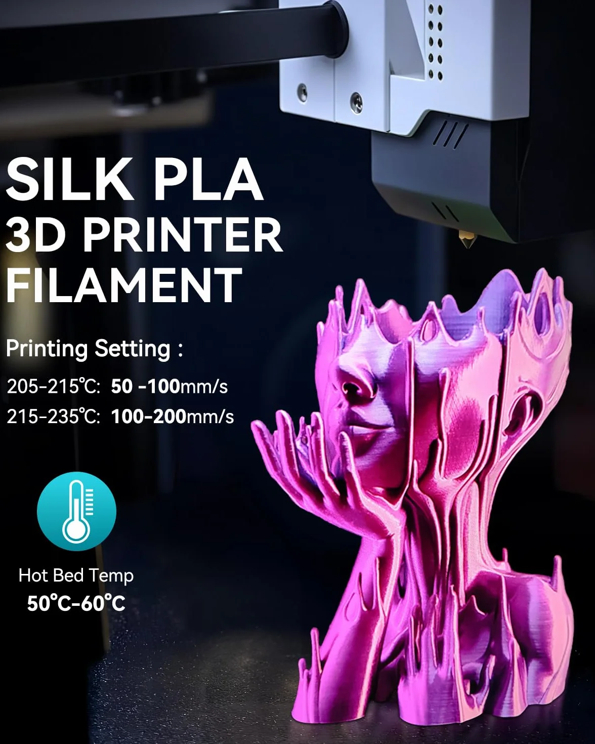 SUNLU PLA+ Silk Filamento 3D Seta Metallizzata Lucida, 1 kg Oro chiaro