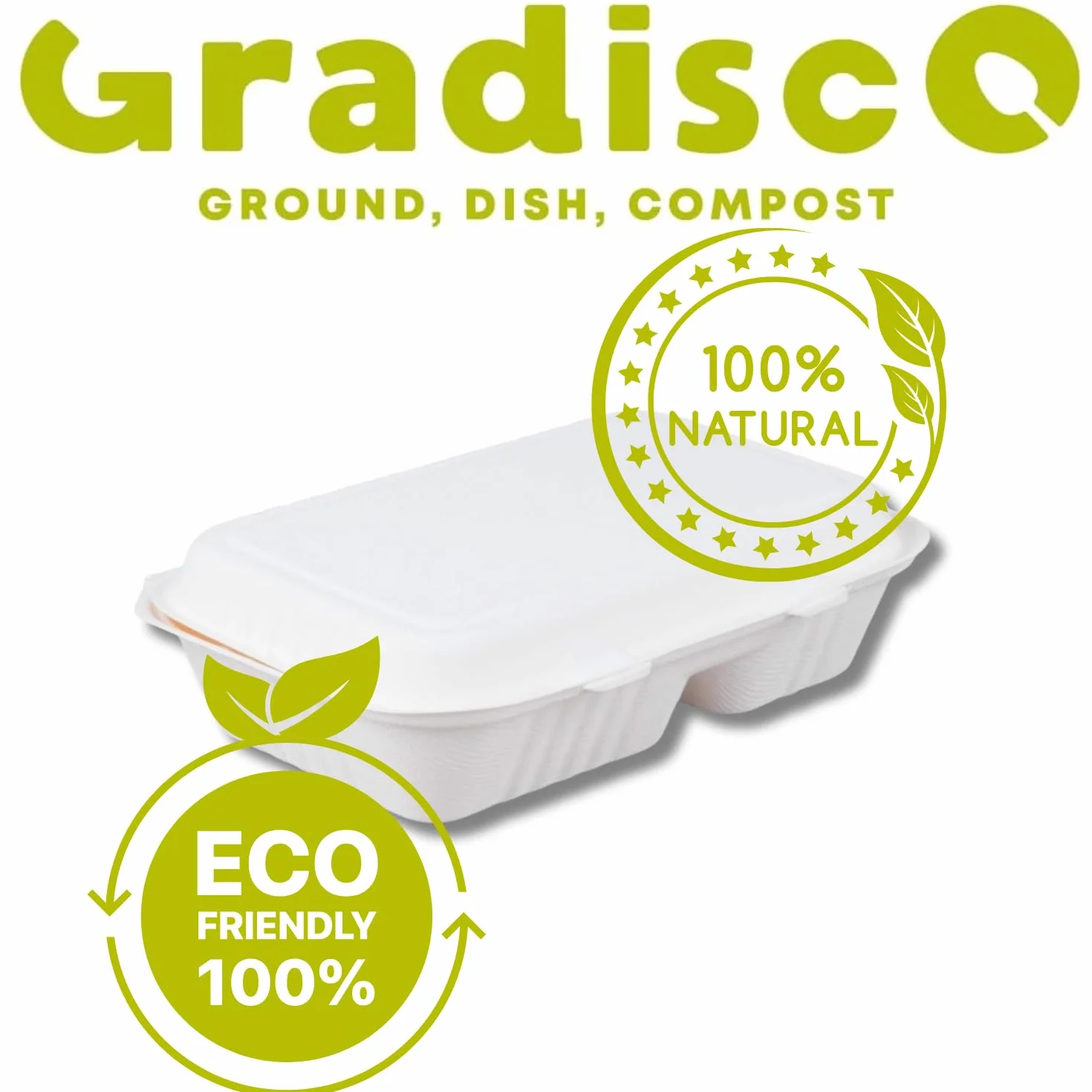 Contenitori Hamburger Patatine Bagassa Biodegradabili 100 Pezzi Burger Box Take Away