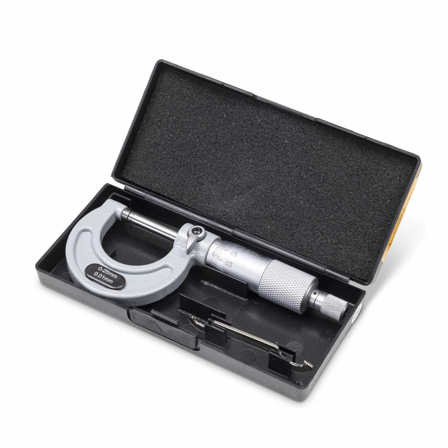 Micrometro Professionale 0-25 mm Centesimale Precisione Industriale Arco Lega Leggera Frizione Bloccaggio Levetta
