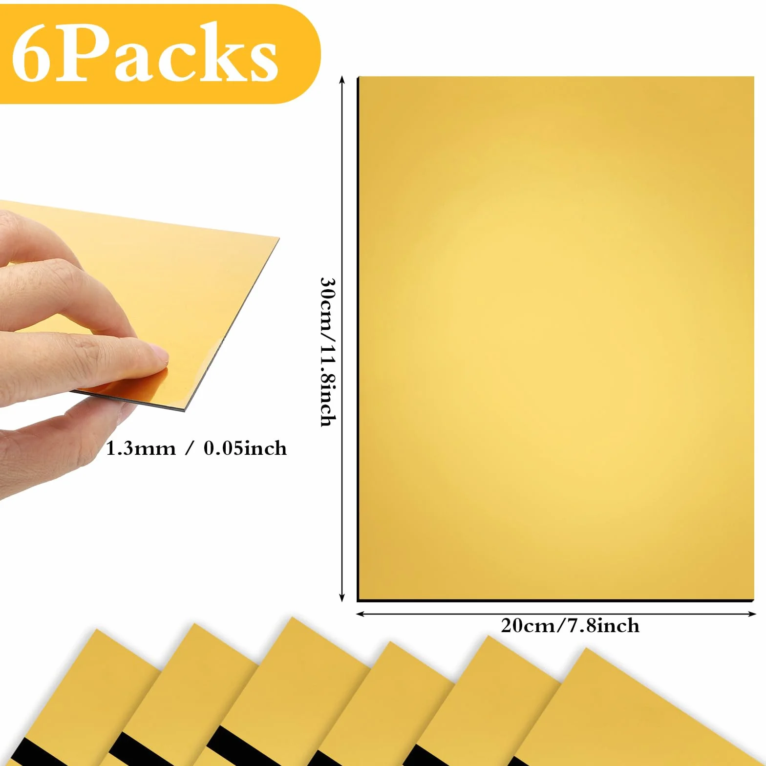 Yuragim Piastre in plastica per incisione 30 x 20 cm, 6 pezzi in ABS per incisione laser, incisione laser, piastra in plastica da 1,3 mm, per incisioni, dipinti, cartellini da cortile fai da te
