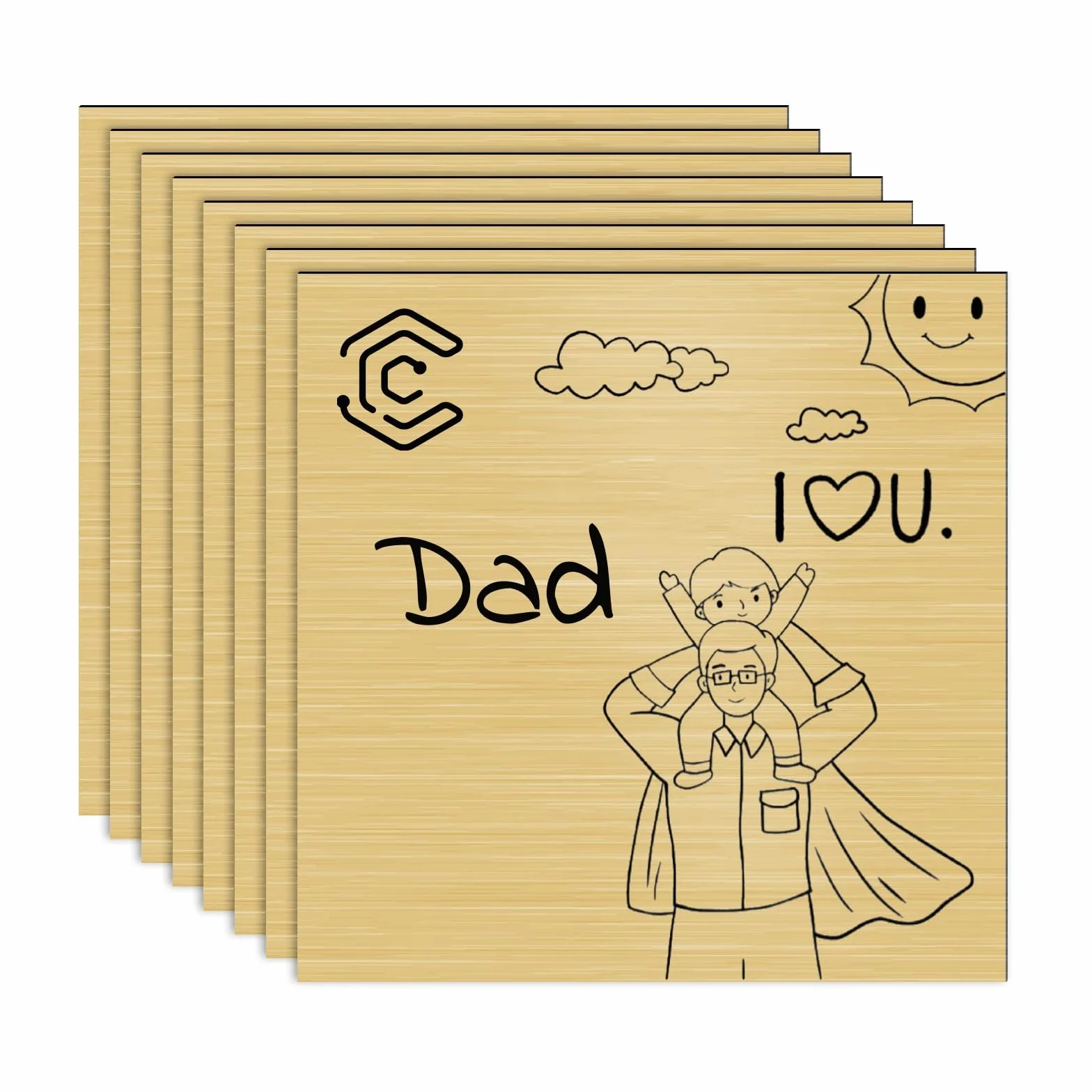 Acrilico per Laser, Pannello Plastica Rigida per Incisione Laser 30x30 cm 1.3 mm, Lastra ABS 8 Pezzi Laser Fogli Bicolore per Targhette Decorazione (Nero su Oro Spazzolato)