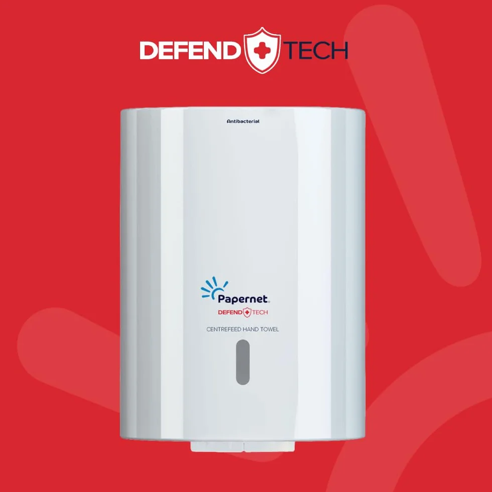 Papernet Defend Tech Asciugamano in Rotolo Centrefeed 6 Rotoli Carta Cellulosa 115m Antibatterica 2 Veli 330 Strappi 19,7x35cm