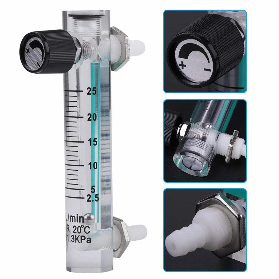 Miernik przepływu gazu 2,5-25 l/min, 0,6 MPa, akryl, plastik, metal
