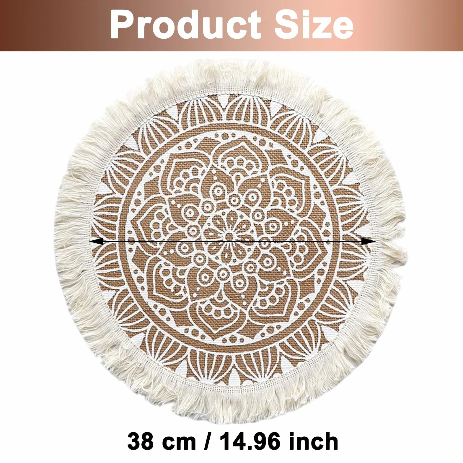 Tovaglietta Rotonda Bohémien 38 cm Antiscivolo Resistenti al Calore Boho Decorativa per Cucina Ristorante