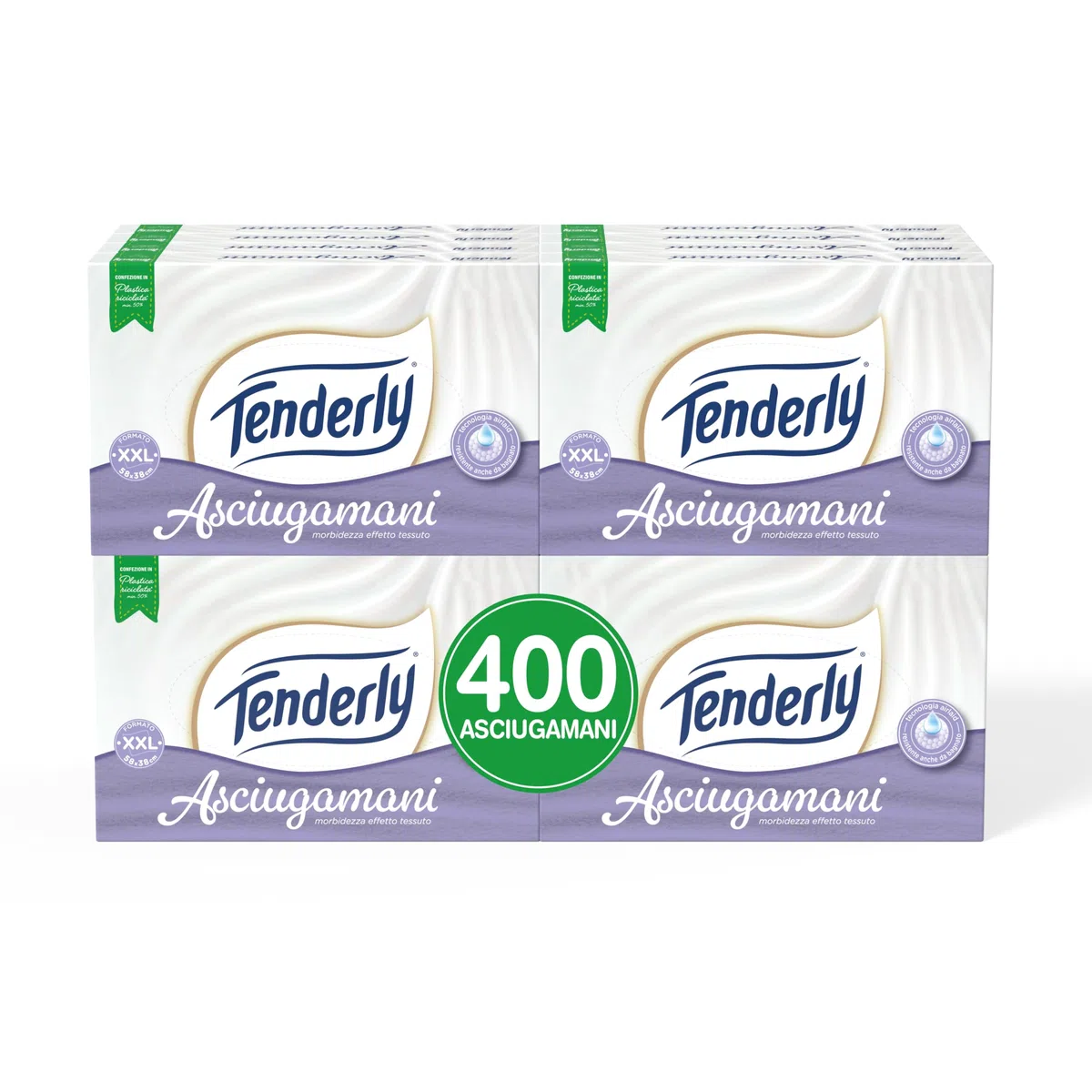 Tenderly Asciugamani Monouso, 16 Confezioni da 25 Candidi Asciugamani Monouso Realizzati in Pura Cellulosa, Super Assorbenti e Delicati sulla Pelle, Made in Italy, Dermatologicamente Testato