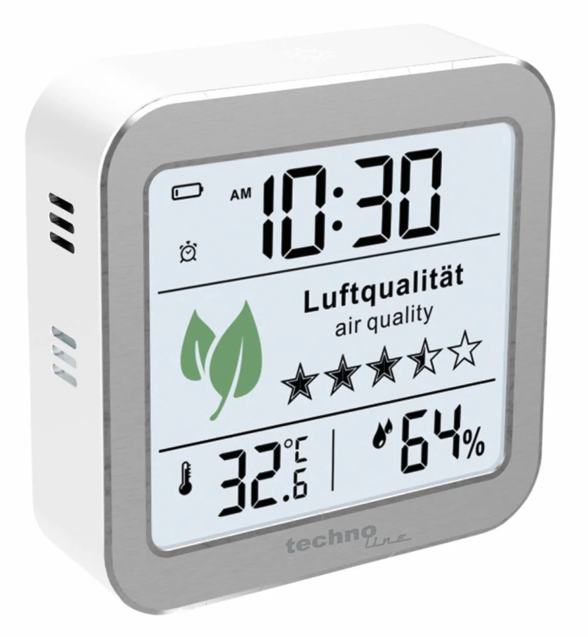 Technoline WL1020 Monitor della Qualità dell'Aria Interna Temperatura Umidità Allarme Argento Bianco