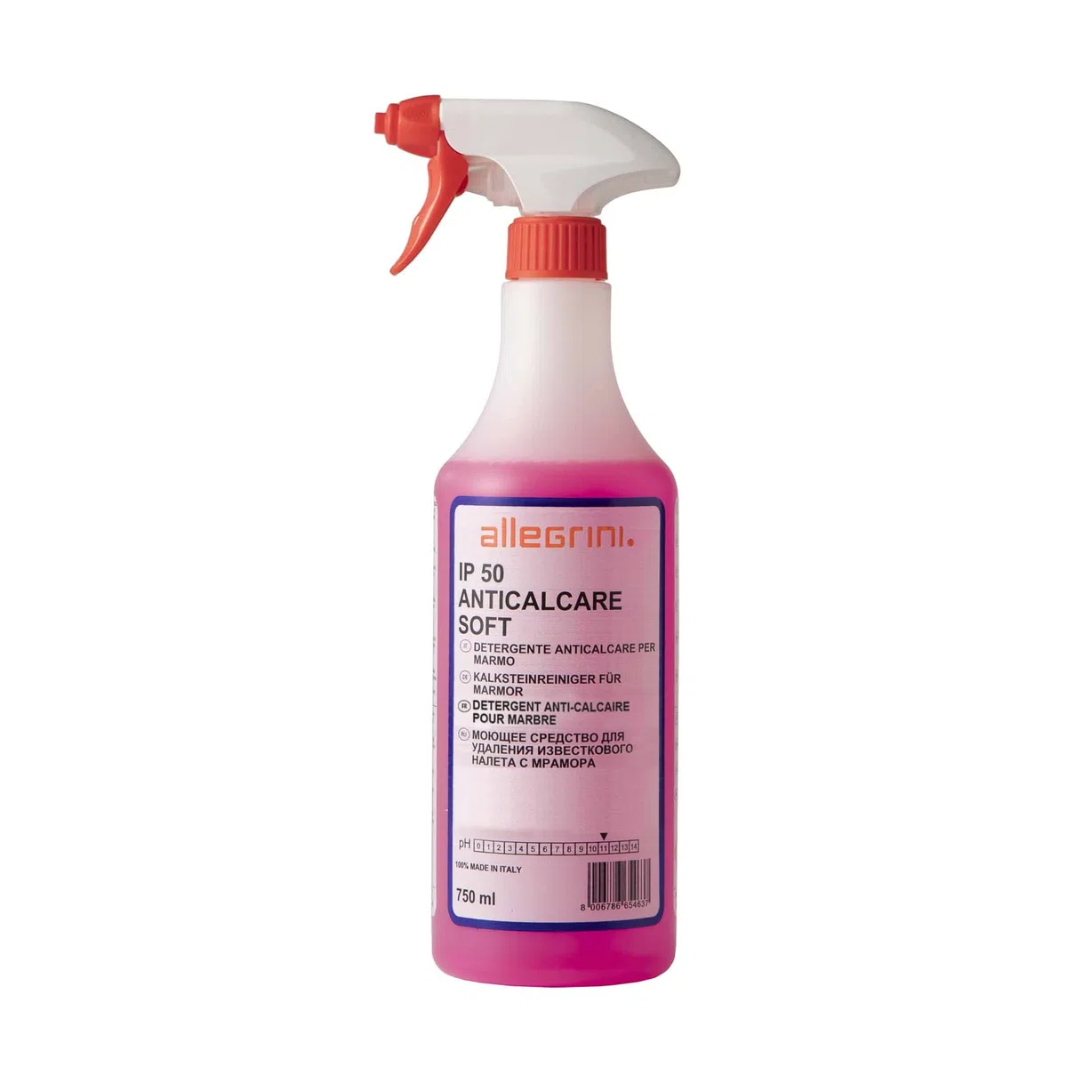 Allegrini IP 50 Anticalcare Soft Detersivo Bagno Liquido Profumato Detergente Spray Sciogli Calcare per Pulizia Casa Marmo Sanitari Doccia e Rubinetteria 12 flaconi da 750 ml