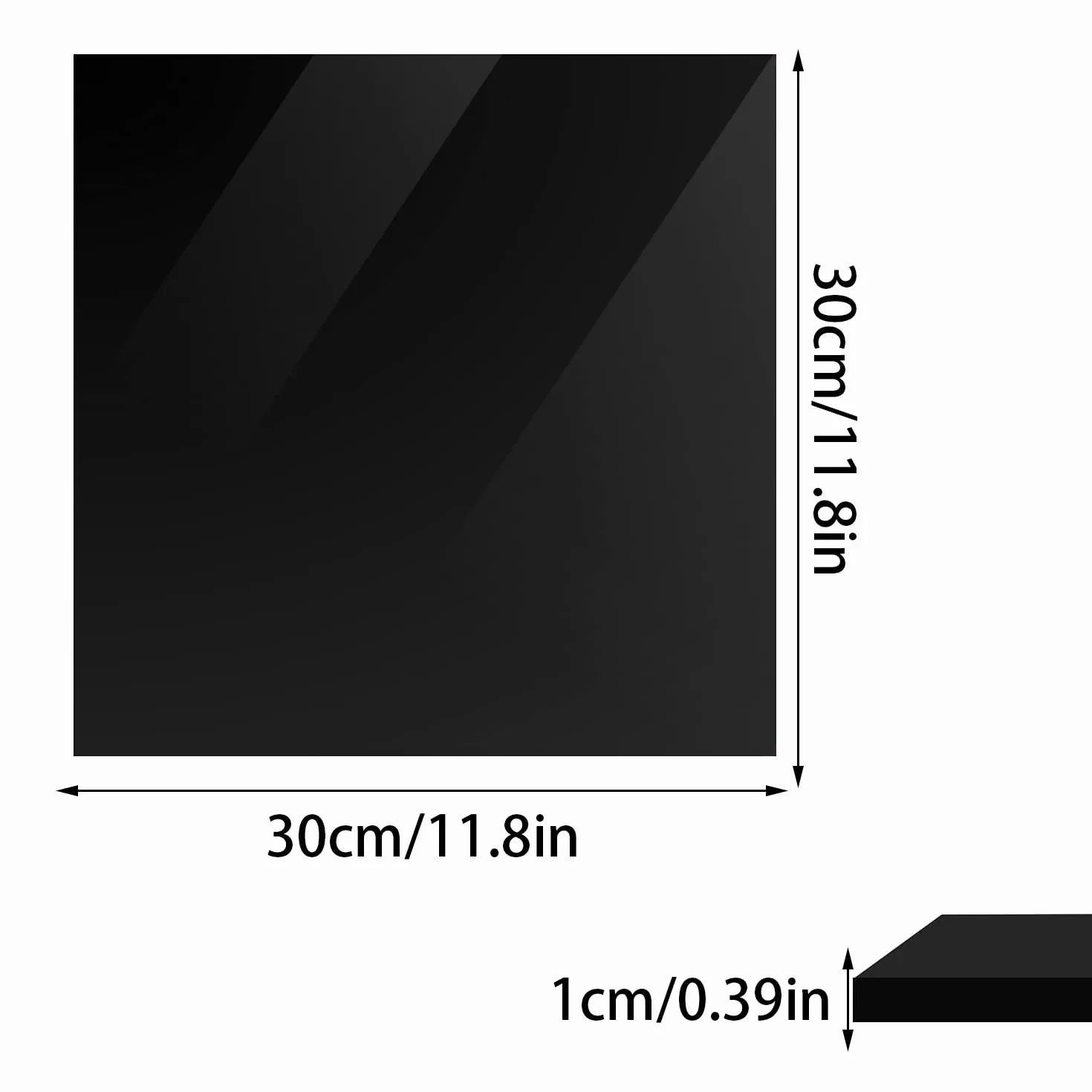 TSKDKIT Foglio di Plastica Ad Alta Densità HDPE 30 x 30 x 1 cm - Pannello Rigido Nero Spesso per Progetti, Artigianato Fai Da Te