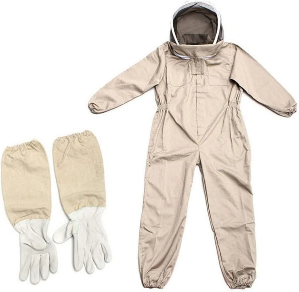 Tuta da Apicoltore per Apicoltori, Tuta da Apicoltore Professionale Tuta Protettiva per Apicoltura Completa per Il Corpo Tuta per Ape Ventilata con Elastico, Guanti in Pelle, L/XL/XXL