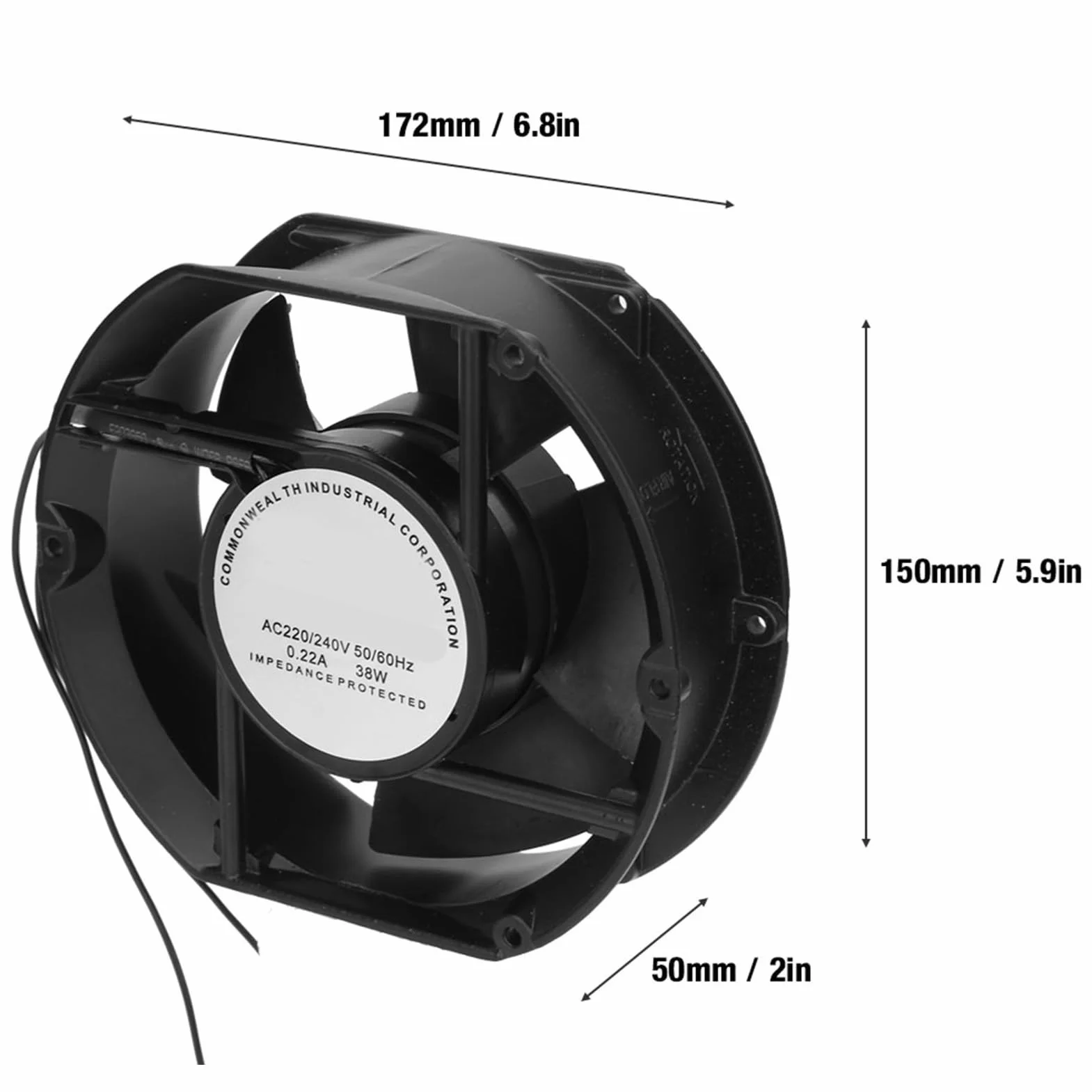 Ventilatore assiale Aramox, FP-108EX-S1-S Ventilatore assiale CA AC220V Ventola di raffreddamento con cuscinetto a sfera ovale 38W