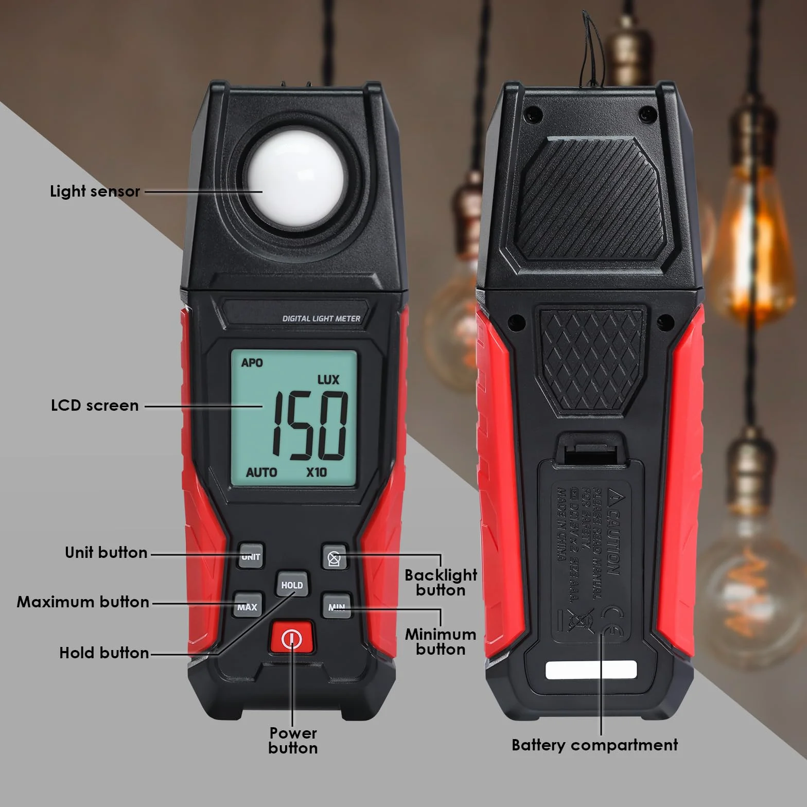 Misuratore di Luce Digitale 0,1~200.000 Lux Luxmetro Intensità Illuminazione
