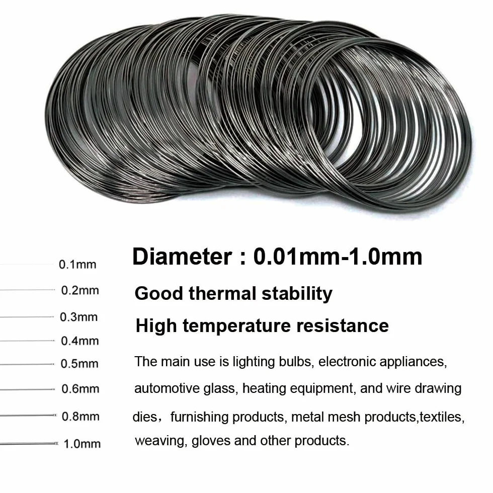 SKYPRO Filo di tungsteno ad alta purezza, diametro 0,5 mm, lunghezza 2 m, adatto per aerospaziale, perforazione dell'olio, strumenti elettrici