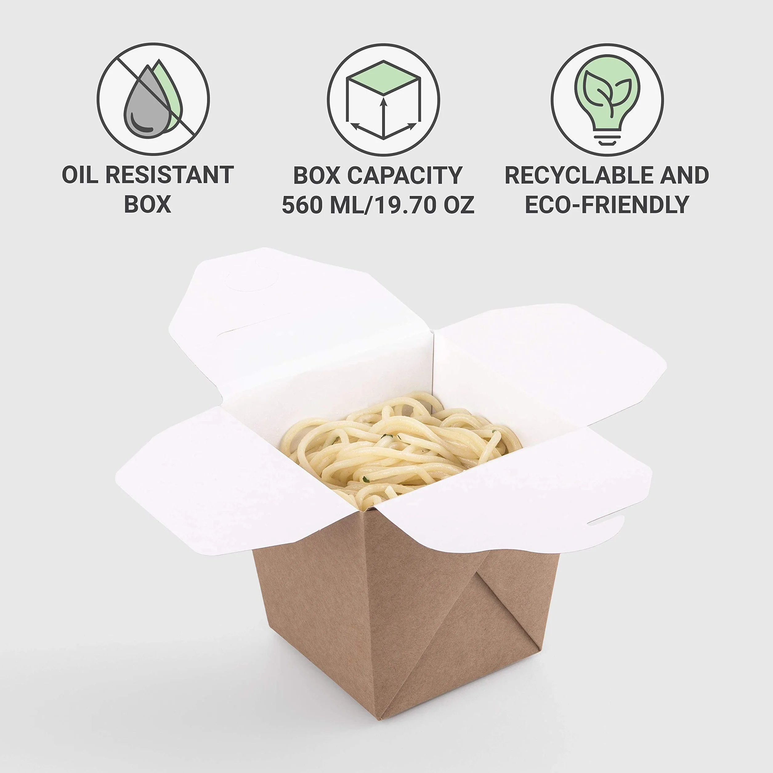 Confezione 35 scatole cartone kraft 560 ml contenitori alimenti asporto usa e getta biodegradabili