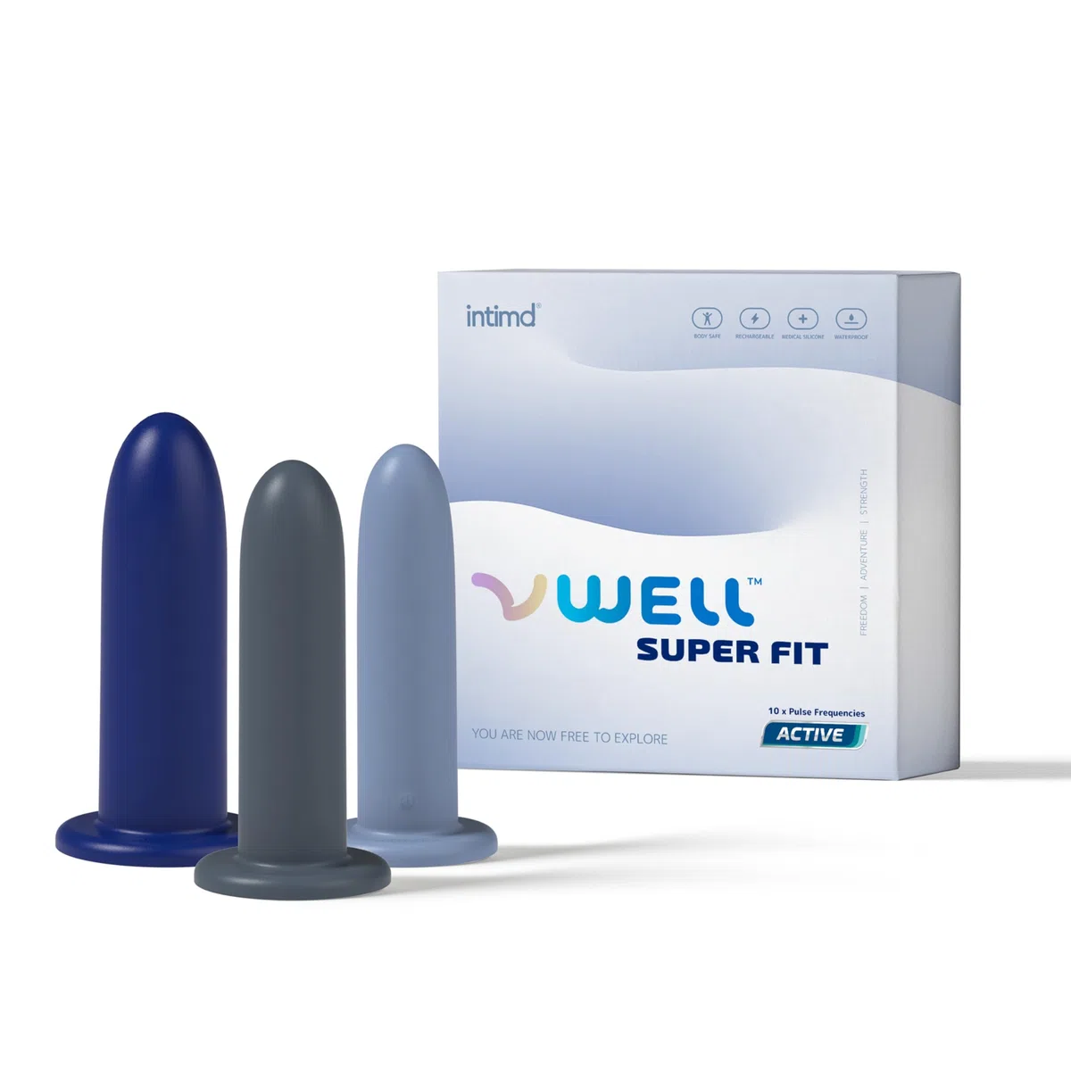 VWELL Super FIT Extra Large XL Silicone Dilatatore del Pavimento Pelvico Trainer Set con Tecnologia Attiva (3 Kit System)