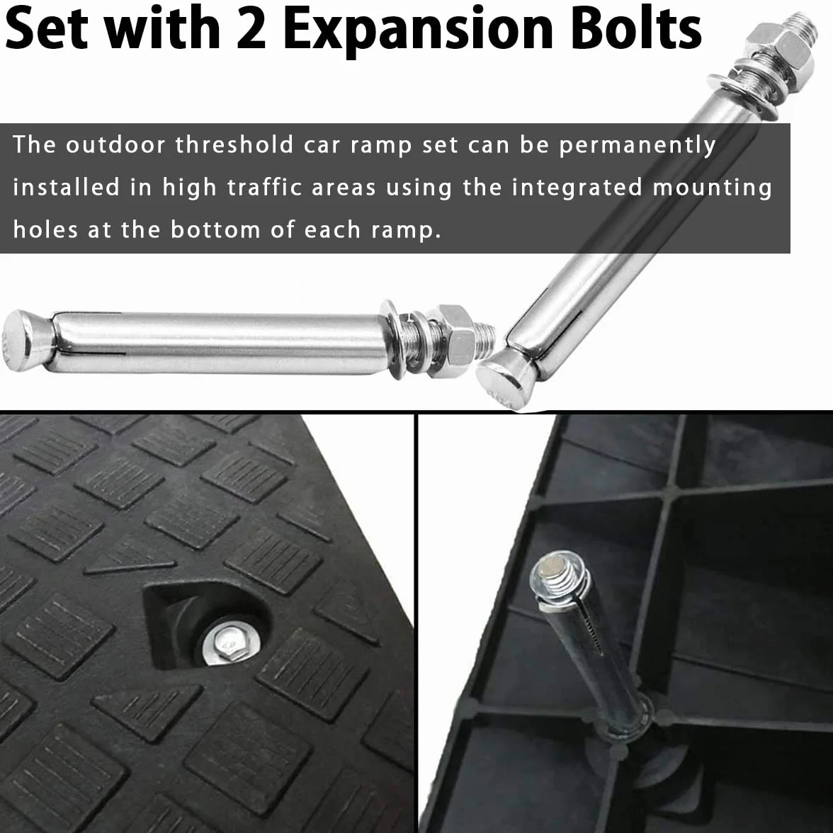 Rampa di Marciapiede in Plastica per Auto Garage con Rotelle Set da 2