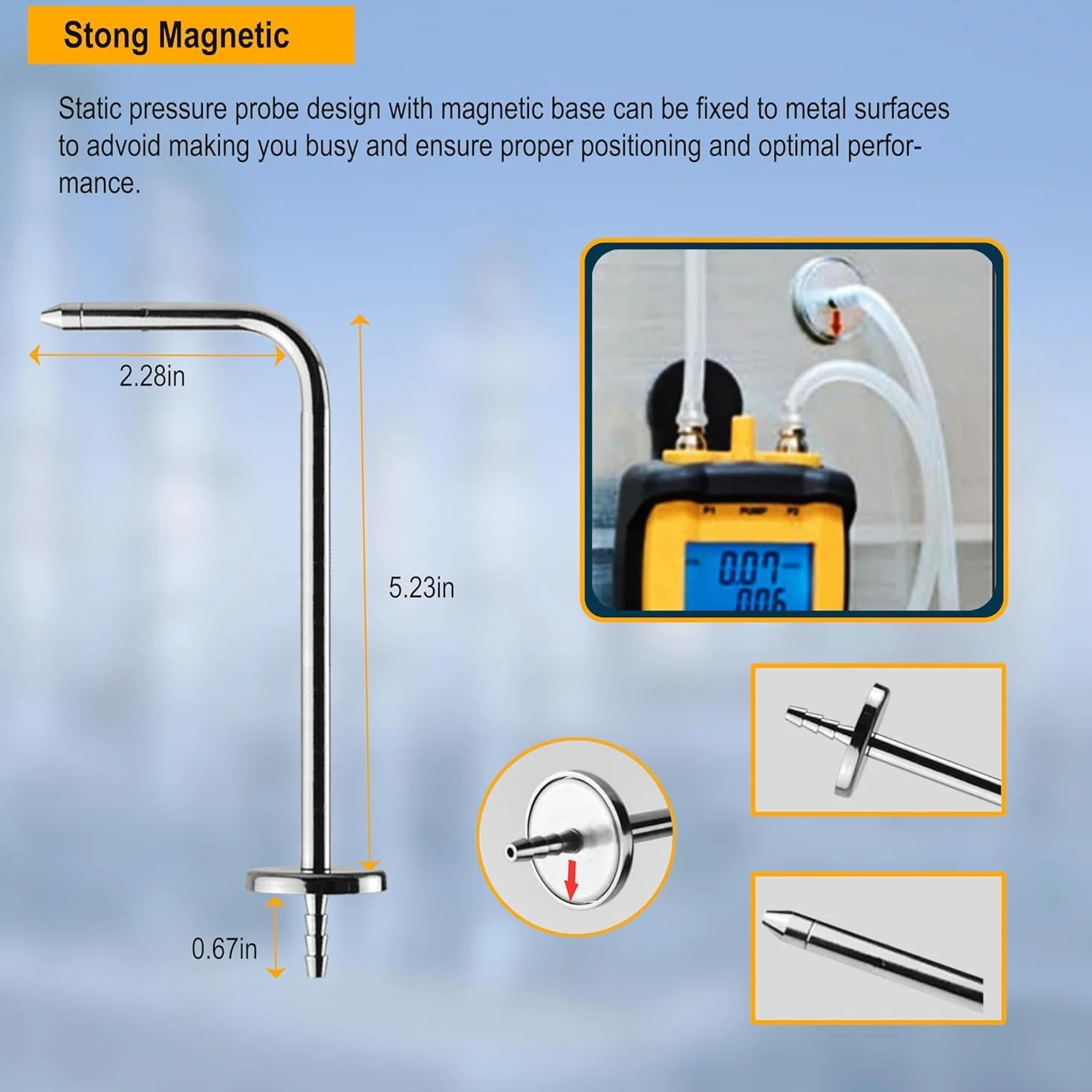 ZIBOO Kit sonda manometro JL3MN2 Klein Tools ET180 Manometro digitale Fieldpiece JL3KM2 SDMN5 SDMN6 ADMN2 HVAC Pitot Static Tube