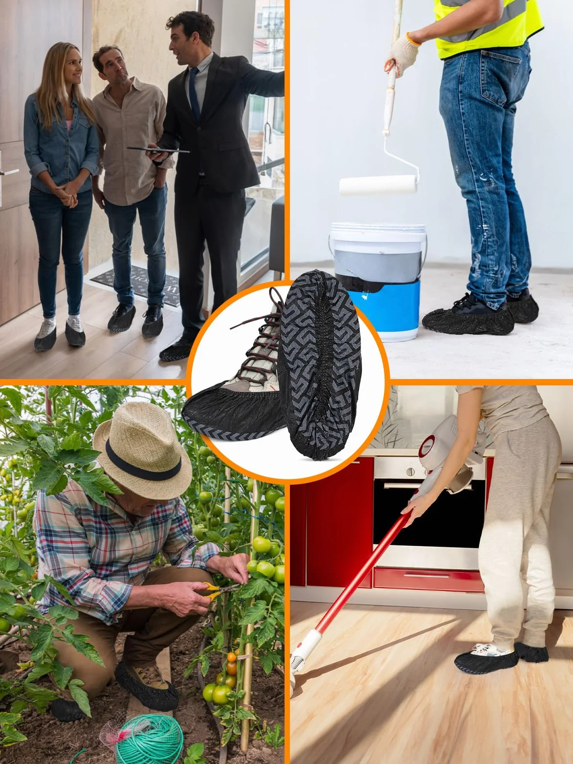 TOOSOFt Nero Copriscarpe Monouso Riutilizzabili (100 pezzi) Calzari Monouso usa e Getta di tessuto non tessuto - Copri Scarpe da Casa usa e Getta Impermeabile e Riciclabili