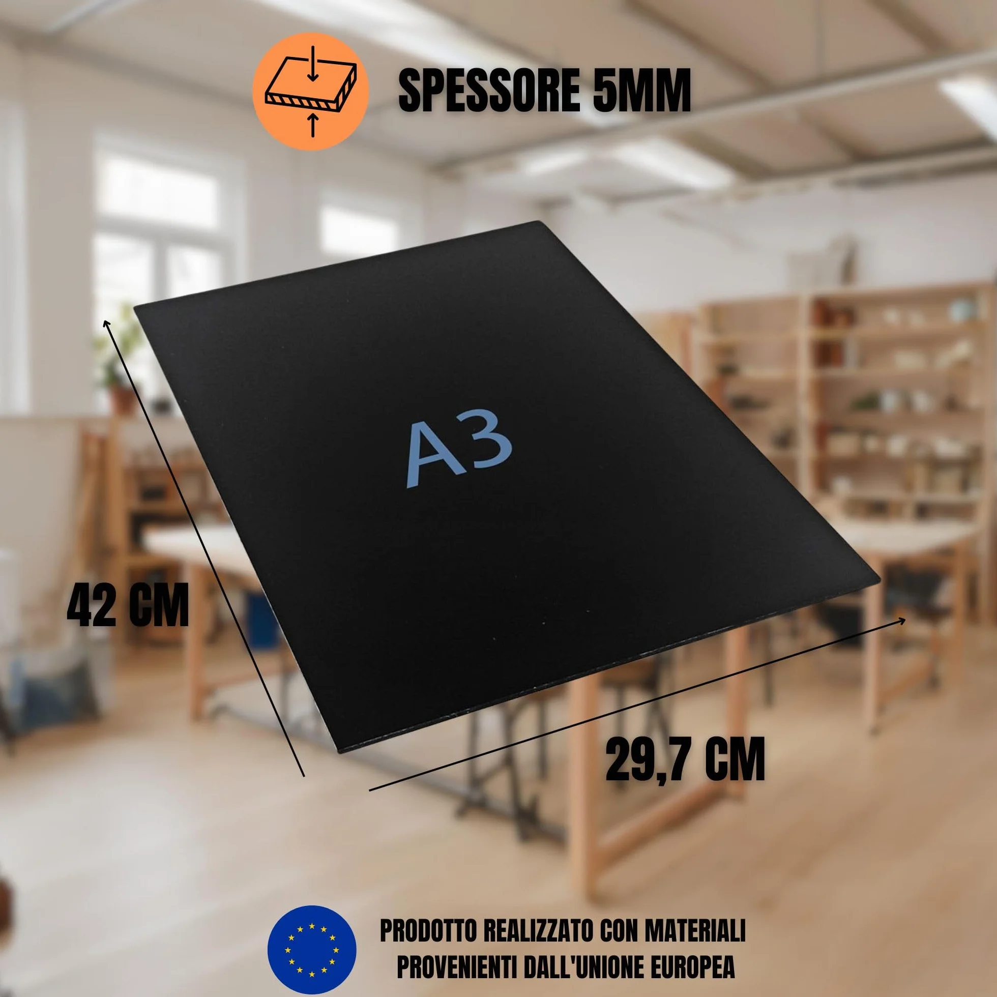 GOYAPRINT Lastra Acrilica Nero 5 mm PMMA A3 29,7 x 42 cm
