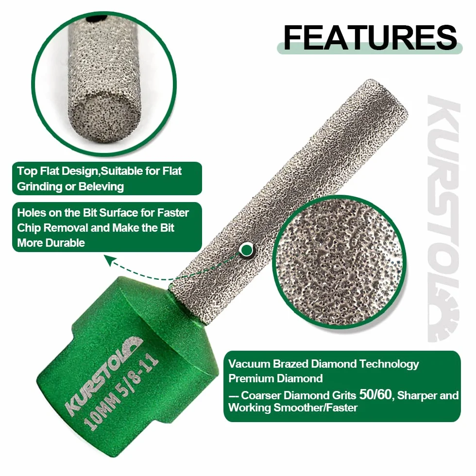 Punta fresatura a dita diamantata 20 mm XM14 filettatura per porcellana ceramica granito marmo