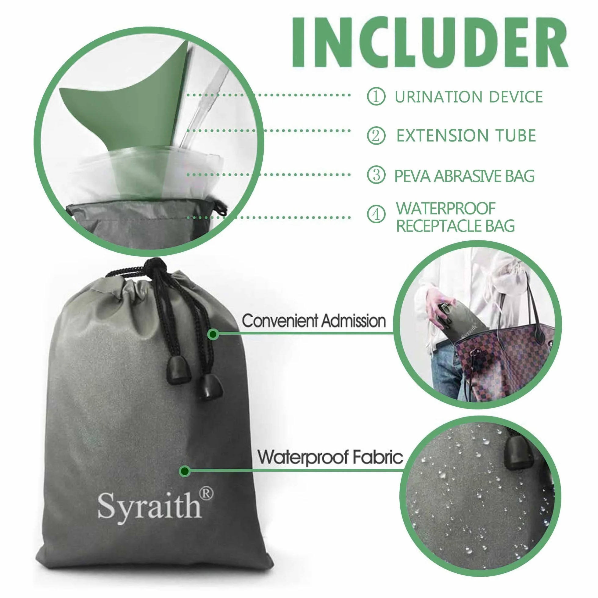 Orinatoio Femminile Portatile in Silicone Riutilizzabile con Tubo di Prolunga e Borsa Impermeabile
