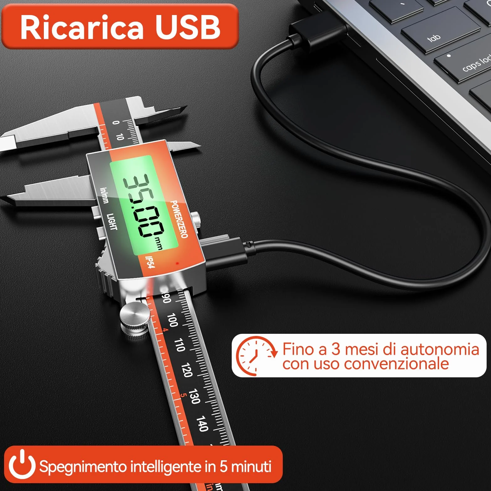 Preciva Calibro Digitale, Precisione Micrometro in Acciaio Inox con LCD Schermo Grande, Calibro Analogico Ricaricabile per Misurzione Esterna, Interna, Profondità e di Passo