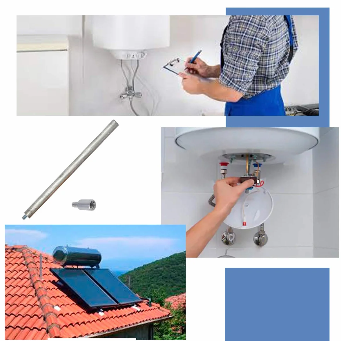 GOLDMAN SERVICE | 2 Anodi di magnesio 22x350mm per scaldabagno elettrico + Adattatore filettature M8 a M6. Anodo sacrificale per riscaldatore compatibile e valido per i principali marchi (2)