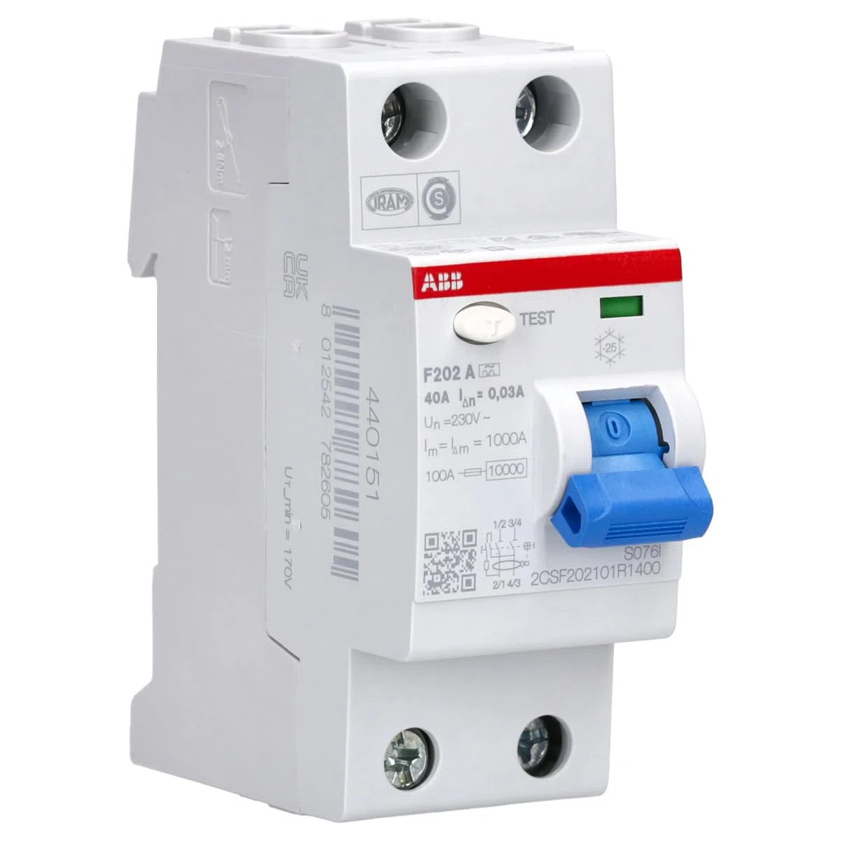 ABB RCD - Interruttore differenziale salvavita, bipolare, da 40 A, corrente differenziale 0,03 A