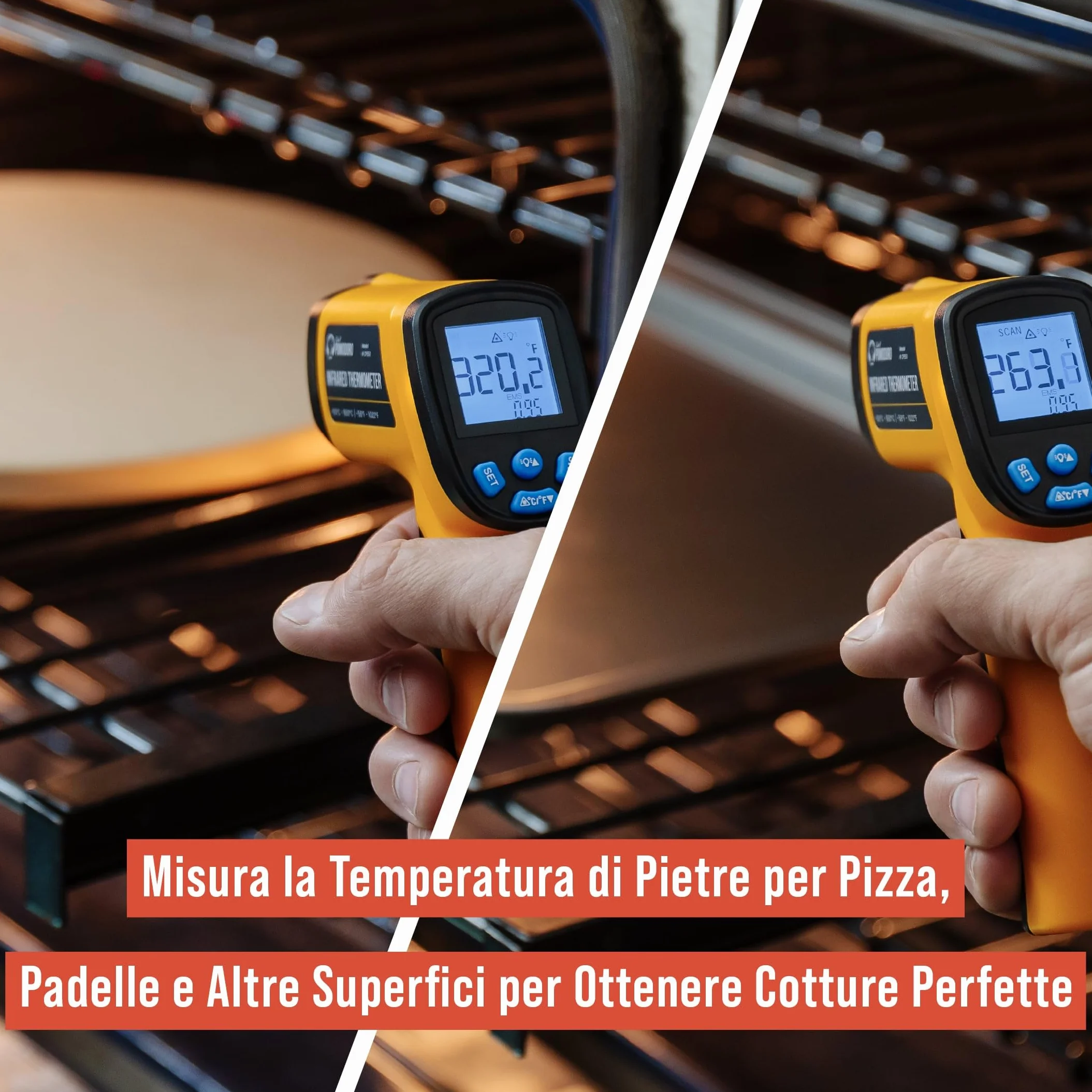 Chef Pomodoro Termometro Infrarossi da Cucina, Termometro Laser Senza Contatto -50°C a 550°C