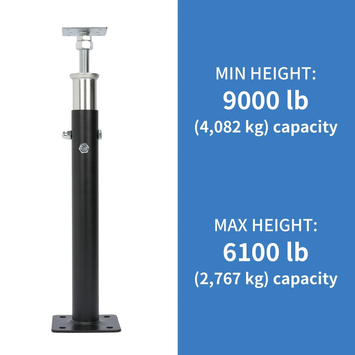 2 martinetti da pavimento per seminterrato, gamma di altezza da 50 a 85 cm, martinetti regolabili da pavimento per casa, capacità massima 1995,8 kg (ciascuno), martinetto telescopico per