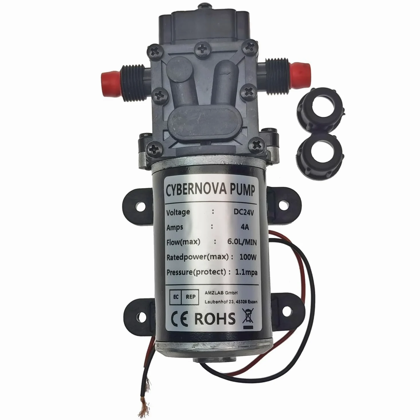 CYBERNOVA DC24V 6L/MIN Pompa a membrana a riflusso Pompa ad acqua autoadescante per il raffreddamento/la rimozione della polvere/pulizia di giardini e camper/irrigazione/spruzzatura (24-HB)
