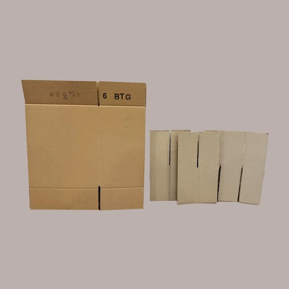 Lucgel Scatola e Alveare in Carta Avana Porta 6 Bottiglie 500 ml 275x180x320-10 Pezzi -